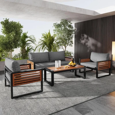 Ensemble de mobilier de jardin 4 pièces, Gris Antique