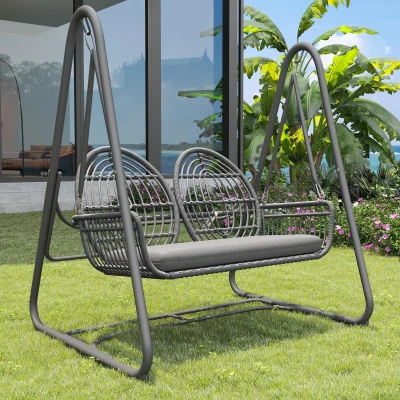 Dondolo da Giardino a 2 Posti in Metallo, Grigio scuro
