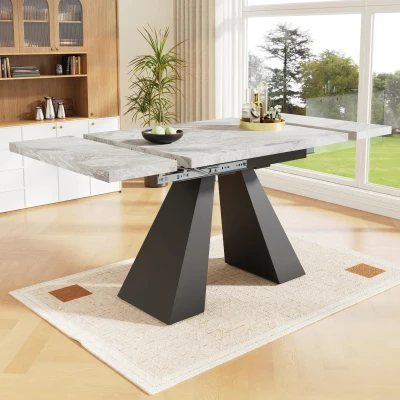 Mesa de Comedor Extensible para Sala de Estar y Oficina en Casa 159x74x77 cm Negro y Gris