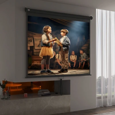 HOMCOM Telo Proiettore 100" Regolabile Formato 4:3 203x152cm