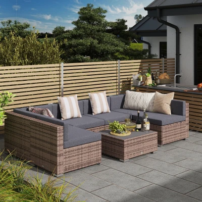 Outsunny Set salotto da giardino 75cm x 65cm x 62.5cm Grigio