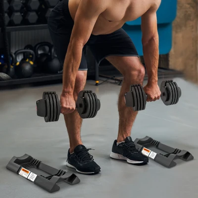 SPORTNOW Set 2 Pesi Regolabili con Spazio Porta Manubri Nero