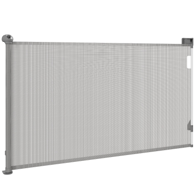 PawHut Barrière Rétractable Chien 0-144cm Verrouillage Gris