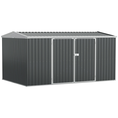 Outsunny Metal Storage Shed 14x8ft Lockable Grey