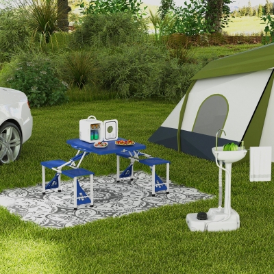 Outsunny Mobiele wastafel, draagbaar, inclusief wielen, 51 cm x 33,5 cm x 103 cm, wit