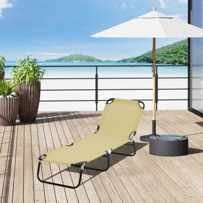Outsunny Lettino da Giardino con Schienale Regolabile Beige