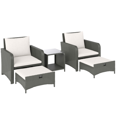 Outsunny 5-Piece Rattan Furniture Set with Table Cream White