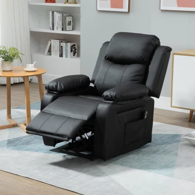 HOMCOM Sillón Relax Levanta Personas Sillón Elevador con Control Remoto Reclinación Eléctrica 160° Reposapiés 76x90x105cm Negro