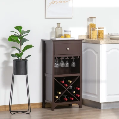 HOMCOM Casier à Vin avec Support Verres Marron