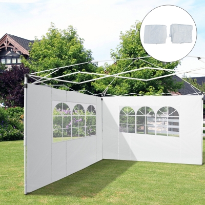 Outsunny 2 Paredes Laterais para Tenda Parede Lateral de Tecido Oxford com 2 Janelas  3x2 m Branco