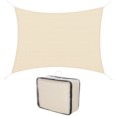 Outsunny Voile d'ombrage rectangulaire 4x6m toile ombrage extérieur protection anti-UV 185g/m² HDPE, pour jardin terrasse extérieur patio piscine balcon, crème