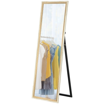 HOMCOM Volledige Lichaamsspiegel, MDF-frame, Splintervrije Folie, 162,6 x 53,3 cm, Natuurhout