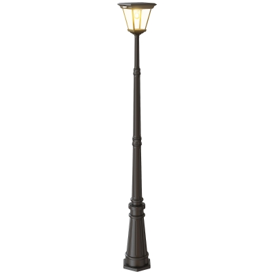 Outsunny Farola Solar Exterior con Panel Solar Encendido y Apagado Automático Sensor de Movimiento IP44 26x24x220 cm Negro