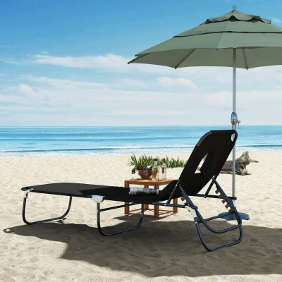 Outsunny Lettino prendisole 190cm x 56cm x 28cm Nero