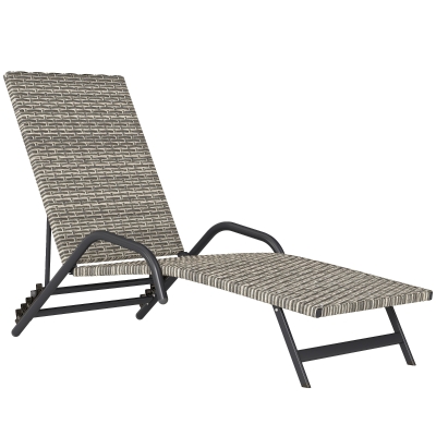 Outsunny Chaise Longue Résine Tressée Inclinable Marron 156cm