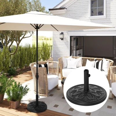 Outsunny Pied Parasol Rond Ciment HDPE Noir Ø48x34cm