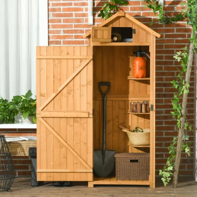 Outsunny Casetta da Giardino in Legno Impermeabile con 3 Mensole
