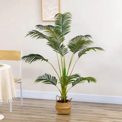 HOMCOM Palmera Areca Artificial 170cm Árbol Artificial con 11 Hojas Decoración para Interior Ø15x170 cm Verde