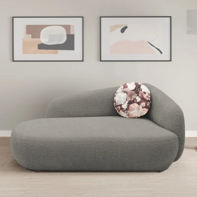 Recamiere 700013, Liege, oval, Füße mit Filzgleitern, Sofa, 183 x 105 x 75 (BxTxH), grau