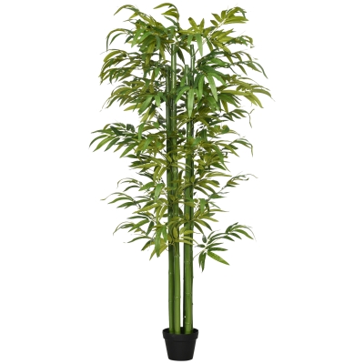 HOMCOM Bambú Artificial 180 cm Planta Sintética de Interior para Decoración de Oficina Hogar Ø17x180 cm Verde