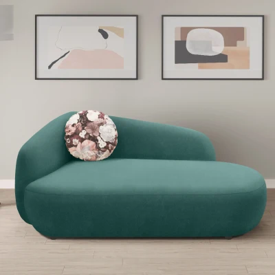 Recamiere 700013, Liege, oval, Füße mit Filzgleitern, Sofa, 183 x 105 x 75 (BxTxH), petrol