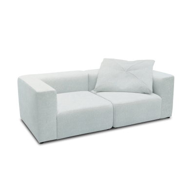 Sofa 800013, 2-Sitzer, rechteckig, gepolsterte Rückenlehne, 2er Couch, 216 x 108 x 69 (BxTxH), Hellgrau