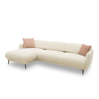 Ecksofa 200 023, L-Form, Rückenfunktion, Holz-Füße, 269 x 156 x 73 (BxTxH), creme