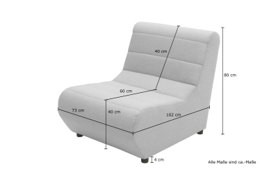 Outdoor Sofa 300 002 1F Element - Longchair, Ecksofa, Gartensofa, Gartenmöbel, Sofa, silber, 146 x 120 x 80 cm