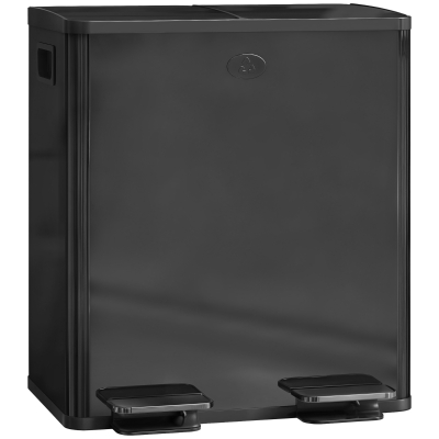 HOMCOM 40L Dual Compartment Bin Stainless Steel Black