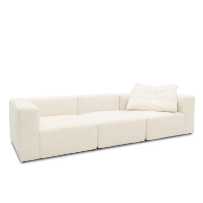 Sofa 800013, 3-Sitzer Garnitur, rechteckig, 3er Couch, 301 x 108 x 69 cm (BxTxH), Creme