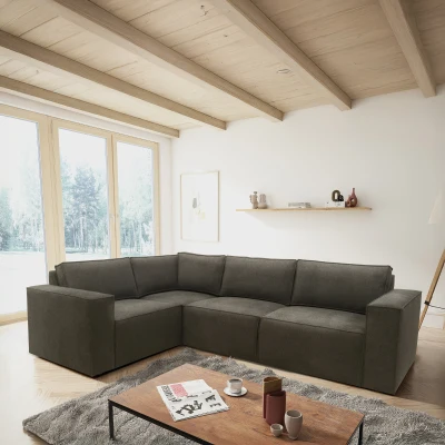 Ecksofa 101 017, Sofa, L-Form, Sofa, Couch, Polsterecke, Eckcouch, 277 x 197 x 84 cm (BxTxH), Schlamm