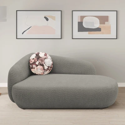 Recamiere 700013, Liege, oval, Füße mit Filzgleitern, Sofa, 183 x 105 x 75 (BxTxH), grau