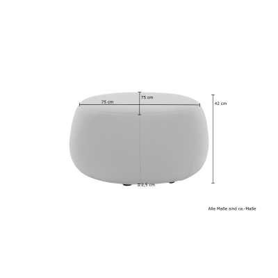 Hocker 800 012, Polsterhocker, Teddy-Stoff, 77 x 77 x 44 cm (BxTxH), creme
