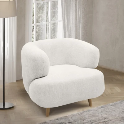 Polstersessel 800014, Sessel, Holzfüße, Armsessel, 86 x 73 x 160 (BxTxH), weiß