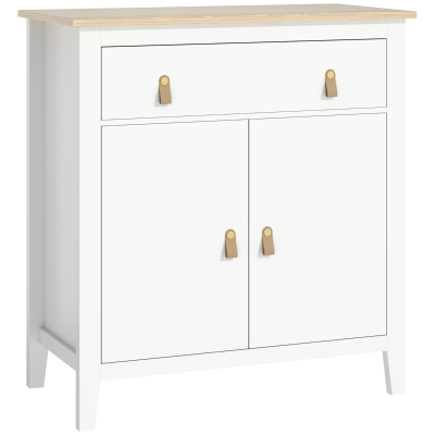 HOMCOM Buffet Rangement 2 Portes Tiroir Étagère Blanc 80x40x90cm
