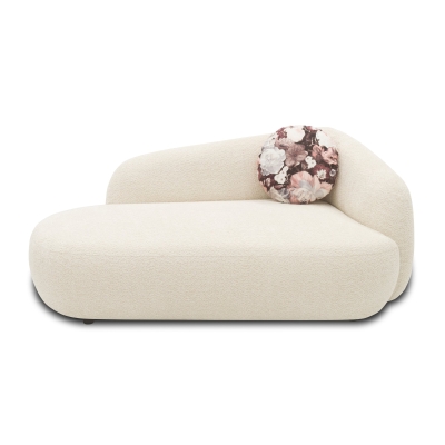 Recamiere 700013, Liege, oval, Füße mit Filzgleitern, Sofa, 183 x 105 x 75 (BxTxH), creme