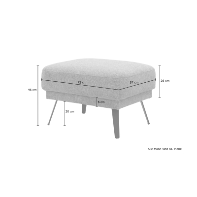 Polsterhocker 200 020, Hocker, rechteckig, mit Federkernpolsterung, 72 x 57 x 46 (BxTxH), grau
