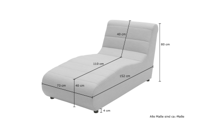 Outdoor Sofa 300 002 Longchair Element, Gartenmöbel, Gartenliege, Sofa, silber, 73 x 152 x 80 cm