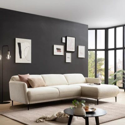 Ecksofa 200 023, L-Form, Rückenfunktion, Holz-Füße, 269 x 156 x 73 (BxTxH), creme