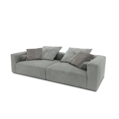 Bigsofa 800008, 2-Sitzer in Cord, mit Filzgleitern, 2er Couch, 304 x 135 x 69 (BxTxH), hellgrau