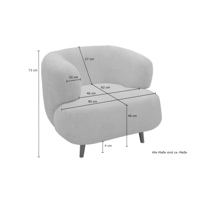 Polstersessel 800014, Sessel, Holzfüße, Armsessel, 86 x 73 x 160 (BxTxH), blau