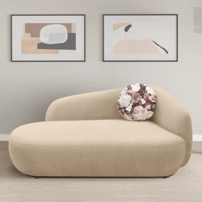 Recamiere 700013, Liege, oval, Füße mit Filzgleitern, Sofa, 183 x 105 x 75 (BxTxH), beige