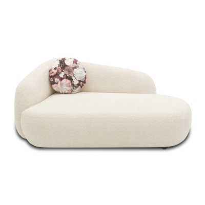 Recamiere 700013, Liege, oval, Füße mit Filzgleitern, Sofa, 183 x 105 x 75 (BxTxH), Creme