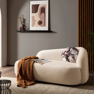 Recamiere 700013, Liege, oval, Füße mit Filzgleitern, Sofa, 183 x 105 x 75 (BxTxH), creme
