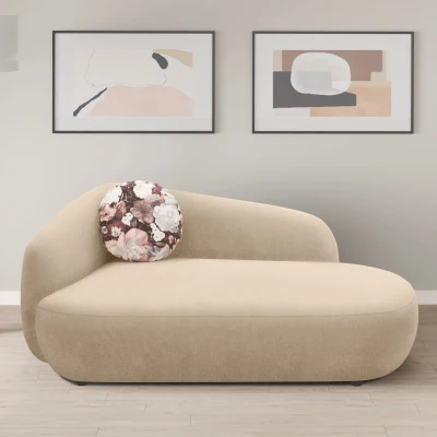 Recamiere 700013, Liege, oval, Füße mit Filzgleitern, Sofa, 183 x 105 x 75 (BxTxH), beige
