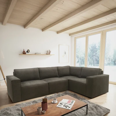 Ecksofa 101 017, Sofa, L-Form, Sofa, Couch, Polsterecke, Eckcouch, 277 x 197 x 84 cm (BxTxH), Schlamm