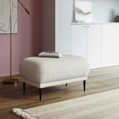 Polsterhocker 200 023, Hocker, Holz-Füße, Fußhocker, 82 x 82 x 45 (BxTxH), creme