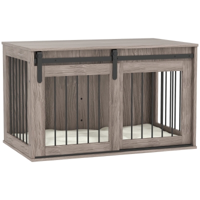 PawHut Dog Crate Furniture 100cm with Cushion - Brown