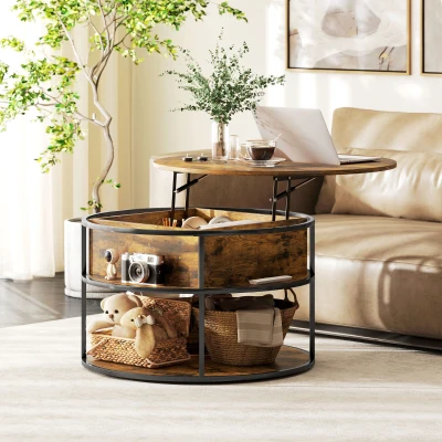 HOMCOM Lift Top Coffee Table with Storage Brown