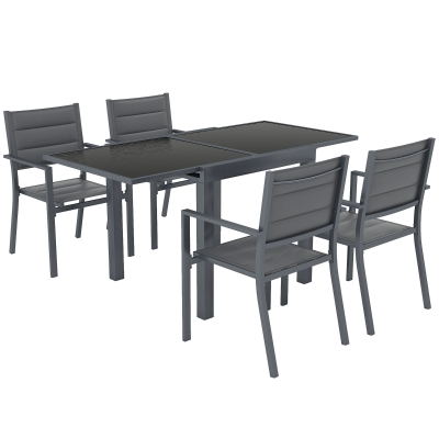 Outsunny Salon Jardin Alu Textilène 4 Pers Gris